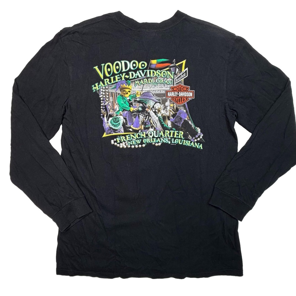 Harley Davidson Mens L Mardi Gras Voodoo New Orleans Long Sleeve T Shirt 2008
